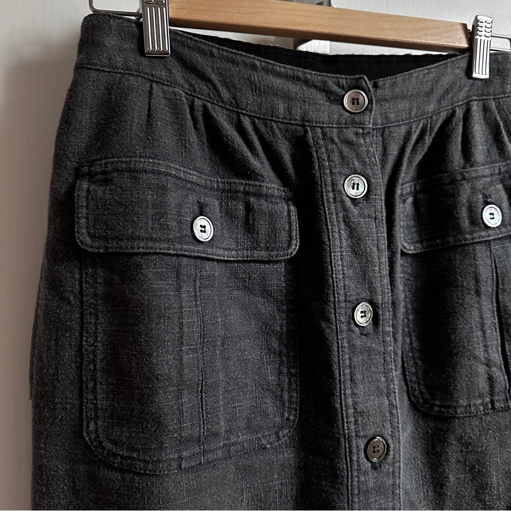 Linen Buttoned Front Skirt